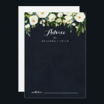 Grönt Vit Blommigt Royal Blue Calligraphy Bröllop Rådkort<br><div class="desc">Detta royal för vit blommigt i grönt är ett blått calligraphy bröllop-kort som är perfekt för ett rustiskt bröllop. Konstruktionen har vattenfärgade vita peonier med grönt i mörk blått bakgrund. De här korten är perfekter för bröllop, möhippa, babydusch, studentfest och mycket mer. Anpassa korten med namn från bruden och brudgummen,...</div>