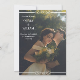 Grönt Vit enkel inbjudan till bröllop