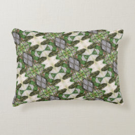 Grönt/vit fyllning med en bakbords-fågelbild prydnadskudde