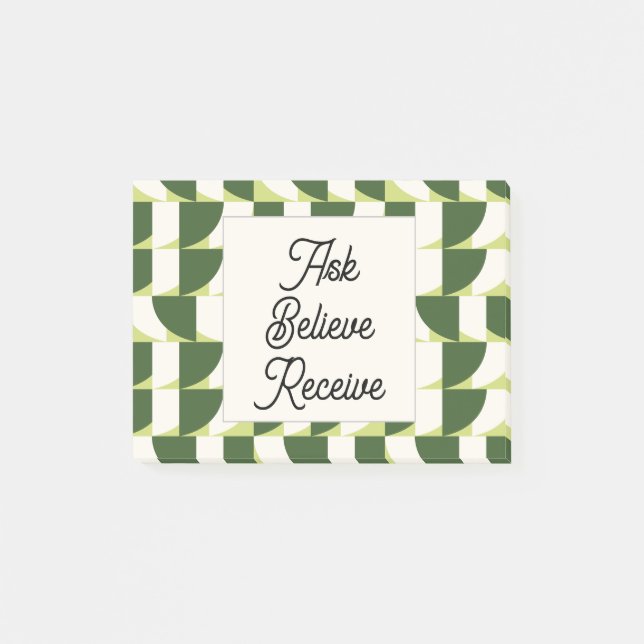 Grönt Vit geometrisk Abstrakt Post-it Block (Framsida)