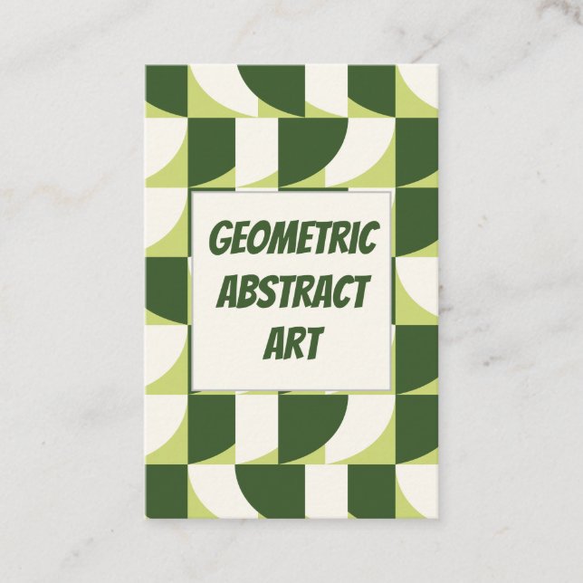 Grönt Vit geometrisk Abstrakt Visitkort (Framsida)