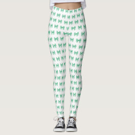 Grönt-vit gingham-buske mönster leggings