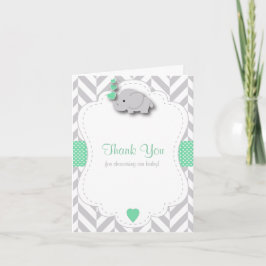 Grönt, vit Grått Elephant Baby Shower Tack Kort