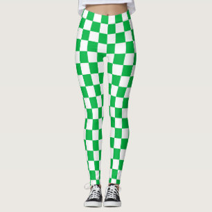 Grönt Vit kontrollerad Mönster Leggings