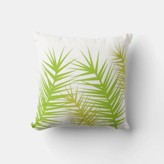 Grönt & vit Löv accent Dekorativ kudde (Framsida)