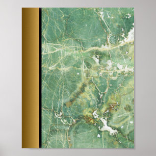 Grönt Vit marmorsten Stone/Black Guld Gräns Art Poster