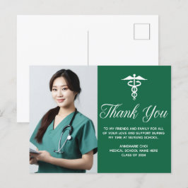 Grönt Vit medicinsk Caduceus Photo Tack Vykort