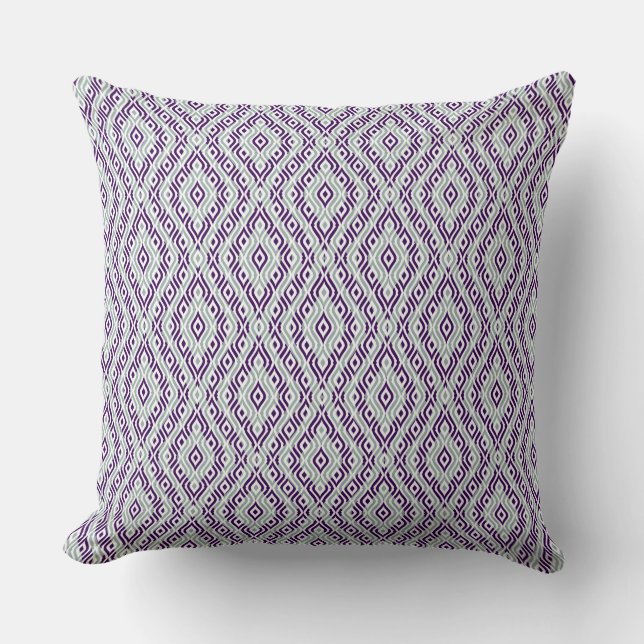 Grönt Vit och Lila Geometric Mönster Kudde (Framsida)