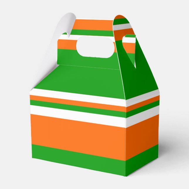 Grönt, Vit och Orange Rand Presentaskar (Framsidan Sidan)