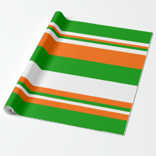 Grönt, Vit och Orange Rand Presentpapper