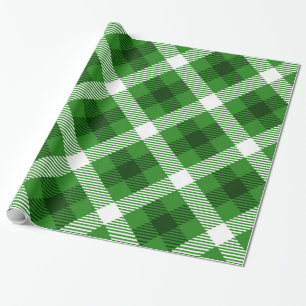 Grönt vit och svart buffel plaid mönster presentpapper