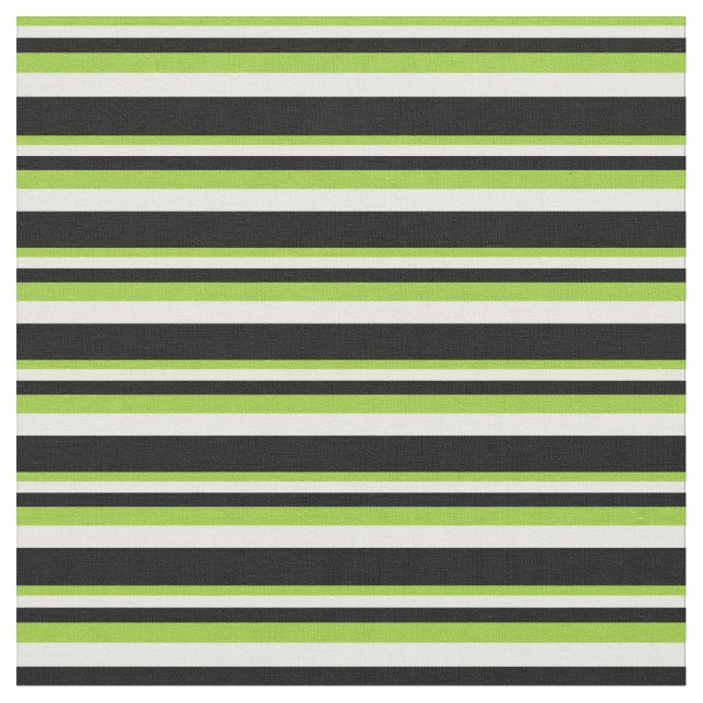 Grönt, Vit och Svart Färgad Mönster stripe Tyg (Närbild)