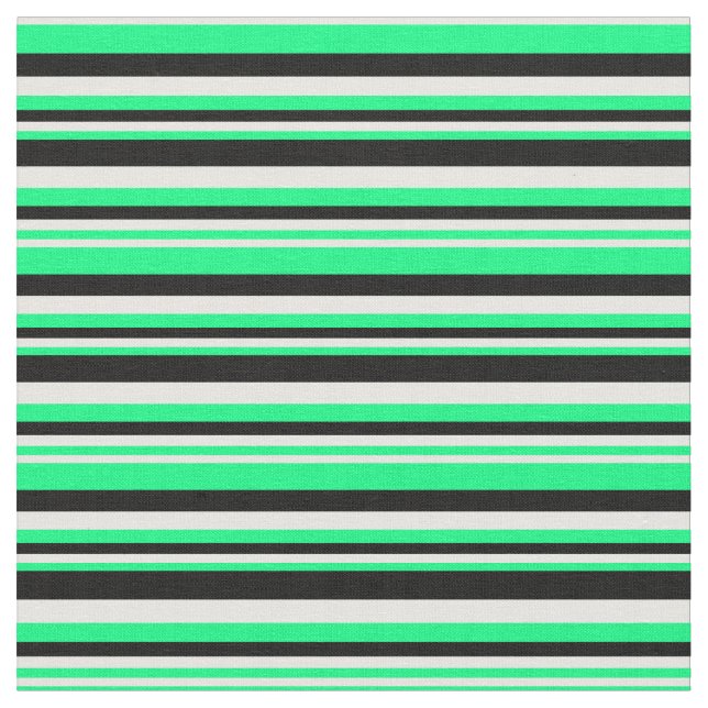 Grönt, vit och svart stripe/länkad Mönster Tyg (Närbild)