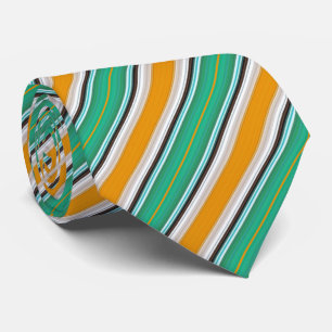 Grönt Vit Orange, stripe Mönster Slips
