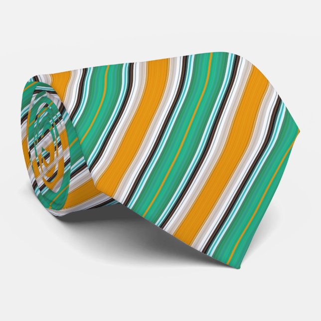 Grönt Vit Orange, stripe Mönster Slips (Rullad)