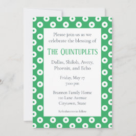 Grönt & vit polka-punkter Många Baby-välsignelse Inbjudningar