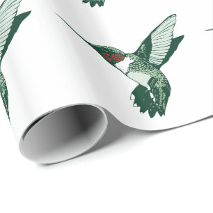 Grönt vit, röd FlappingHummingbird Presentpapper