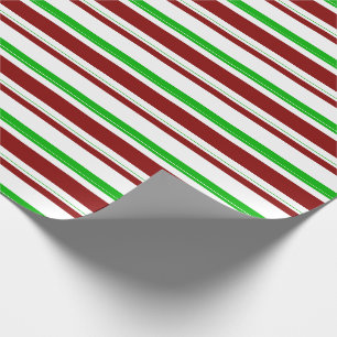 Grönt, Vit, Röda jultomten Linjer Mönster Presentpapper