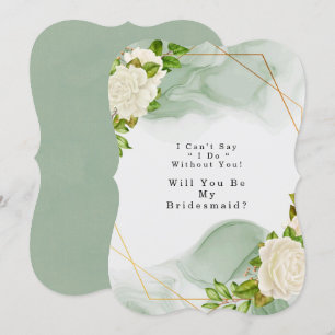 Grönt Vit ros kommer du att bli min Bridesmaid Inbjudningar