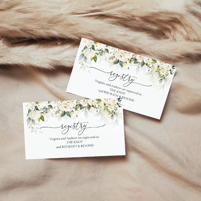 Grönt Vit Rosor Registreringskort Tilläggskort (Skapare uppladdad)