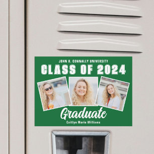 Grönt Vit Studenten-fotokollage-Magnet-kort