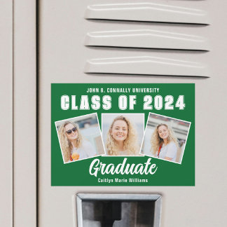 Grönt Vit Studenten-fotokollage-Magnet-kort