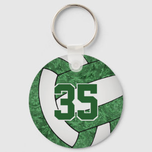 grönt vit volleyball-nyckelkedja med skolteam namn nyckelring