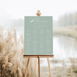 Grönt Vita alfabetiska sittningsdiagram Poster