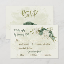 grönt vita blommor botaniska bröllop OSA kort