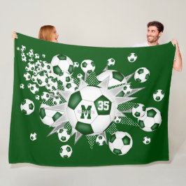 grönt vita fotbollar stjärnor flickor namn fleecefilt