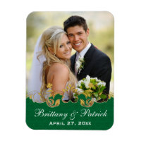 Grönt Vita Guld Scrollsar, Shamrocks Photo Magnet