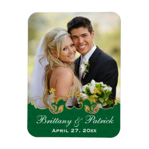 Grönt Vita Guld Scrollsar, Shamrocks Photo Magnet