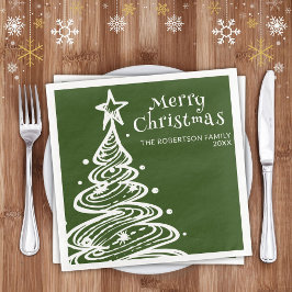 Grönt Vita Julgran-julen Party Pappersservett