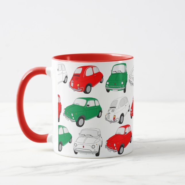 Grönt, Vita, Röda Vintagen Italienska bilen Mönste Mugg (Vänster)