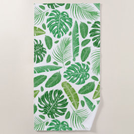 Grönt & Vita Tropiska Blad Mönster