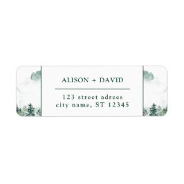 Grönt Vita vattenfärgen Gräs Träd Forest Bröllop Returadress Etikett