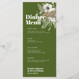 Grönt & Vita vinter-skogen Bouquet Modern Bröllop Meny