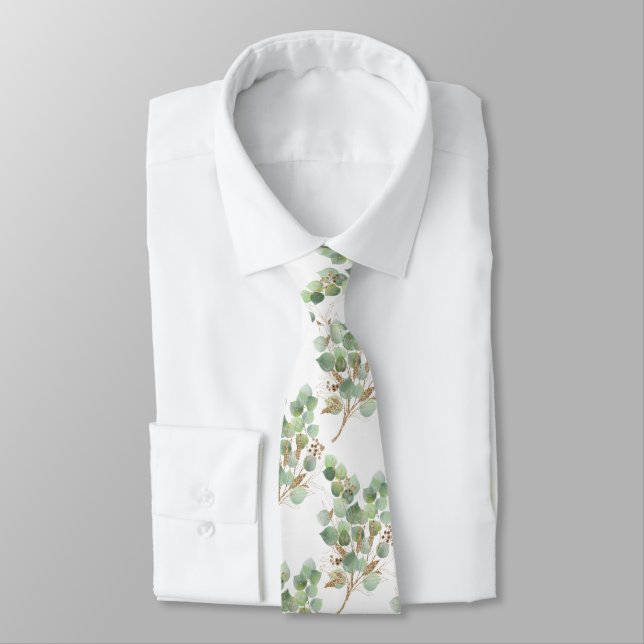 GRÖNT VITE BOTANISKT MANAR TIE SLIPS (Bunden)