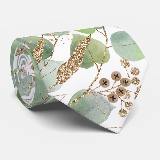 GRÖNT VITE BOTANISKT MANAR TIE SLIPS (Rullad)