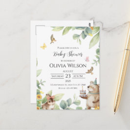 Grönt Vitt, bestruket fågelvykort för babyskor Vykort