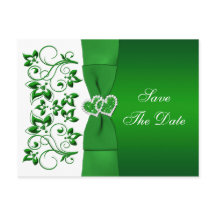 Grönt, Vitt Blommigt Hjärtan Uppdatering Postkort