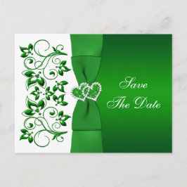 Grönt, Vitt Blommigt Hjärtan Uppdatering Postkort Meddelande Vykort