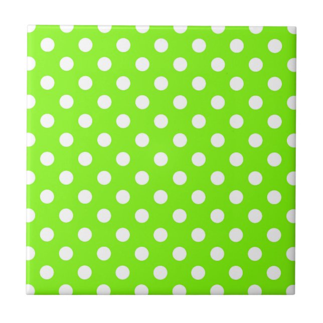 grönt, vitt och grönt polka dots kakelplatta (Framsidan)