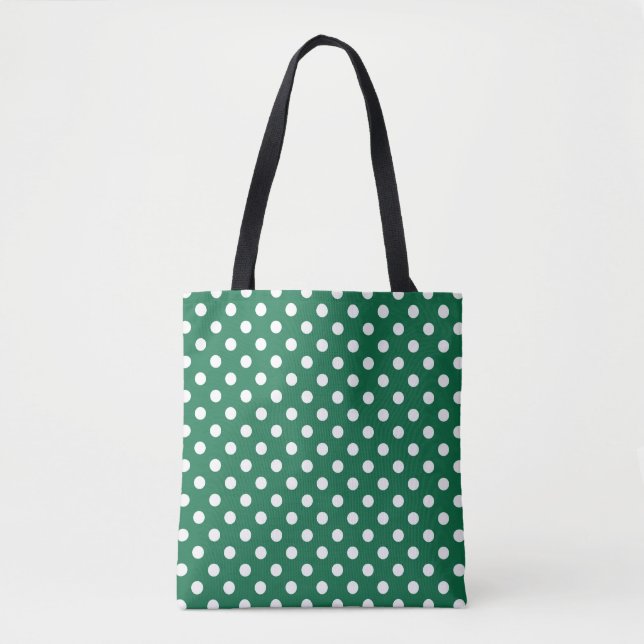 grönt, vitt och grönt polka dots tygkasse (Framsida)
