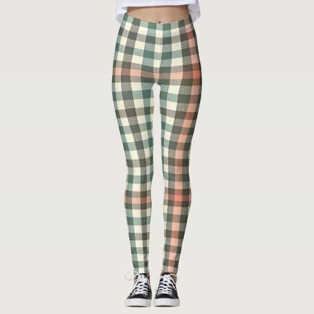 Grönt, vitt och Orange Leggings (Framsida)