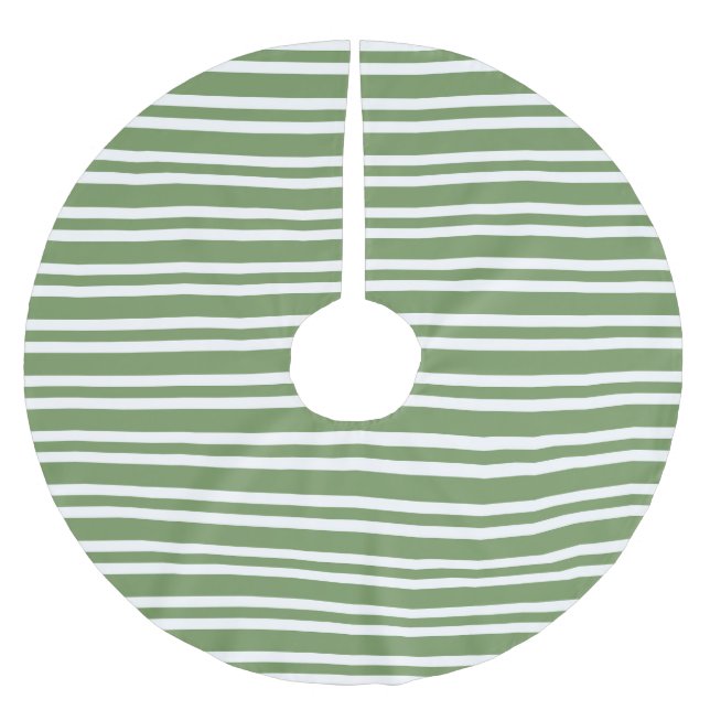 Grönt Vitt Randigt Mönster Julgransmatta Borstad Polyester (Framsidan)