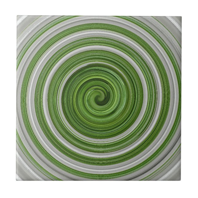 Grönt-vitt spiralmönster kakelplatta (Framsidan)