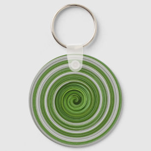 Grönt-vitt spiralmönster nyckelring