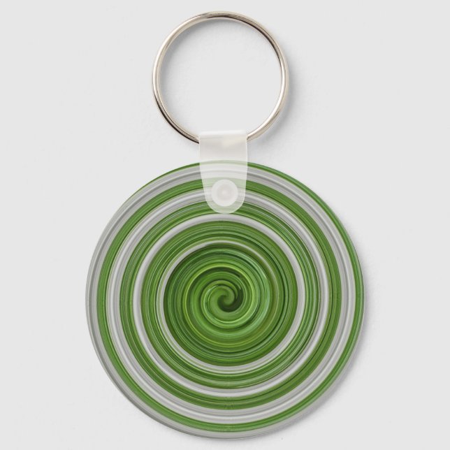 Grönt-vitt spiralmönster nyckelring (Framsida)