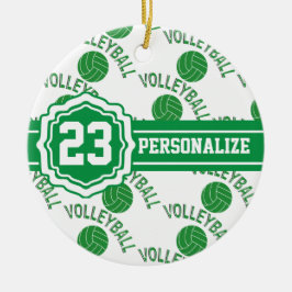 Grönt Volleyball | DIY Namn och nummer Julgransprydnad Keramik